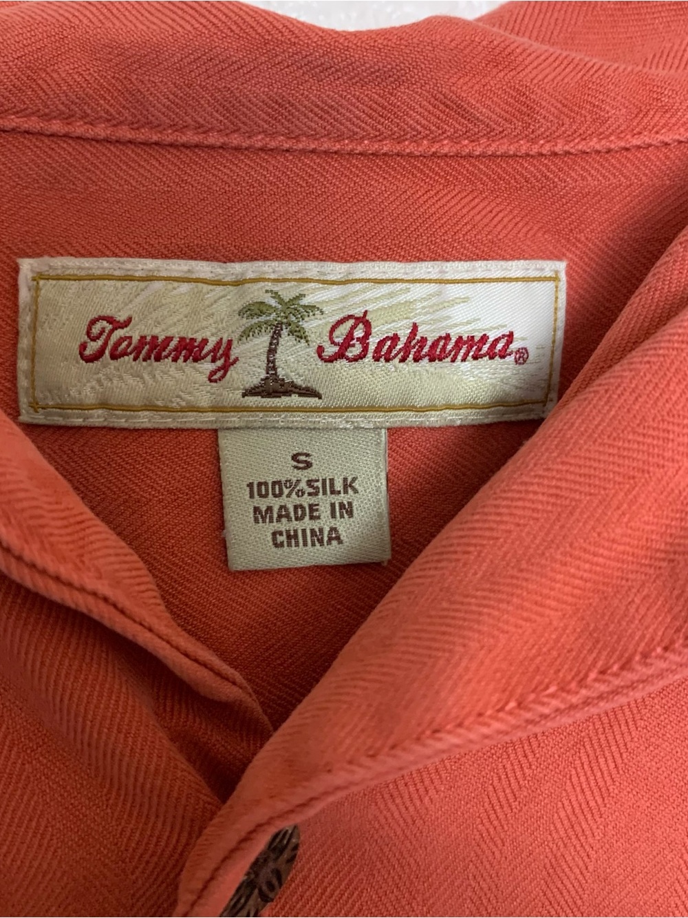 Tommy Bahama Short-Sleeve Button-Down Shirt — Rust Orange - Picture 3 of 3
